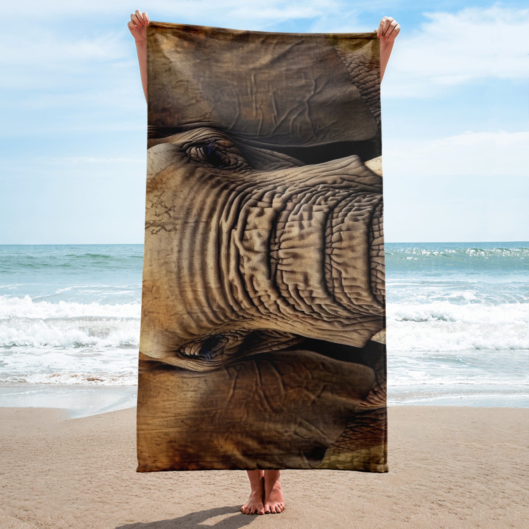 Realistic & Detailed Elephant Beach Towel by Visual Verse - Image 1