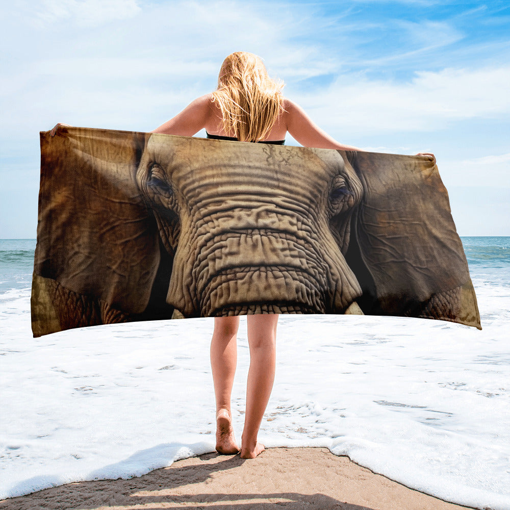 Realistic & Detailed Elephant Beach Towel by Visual Verse - Image 2