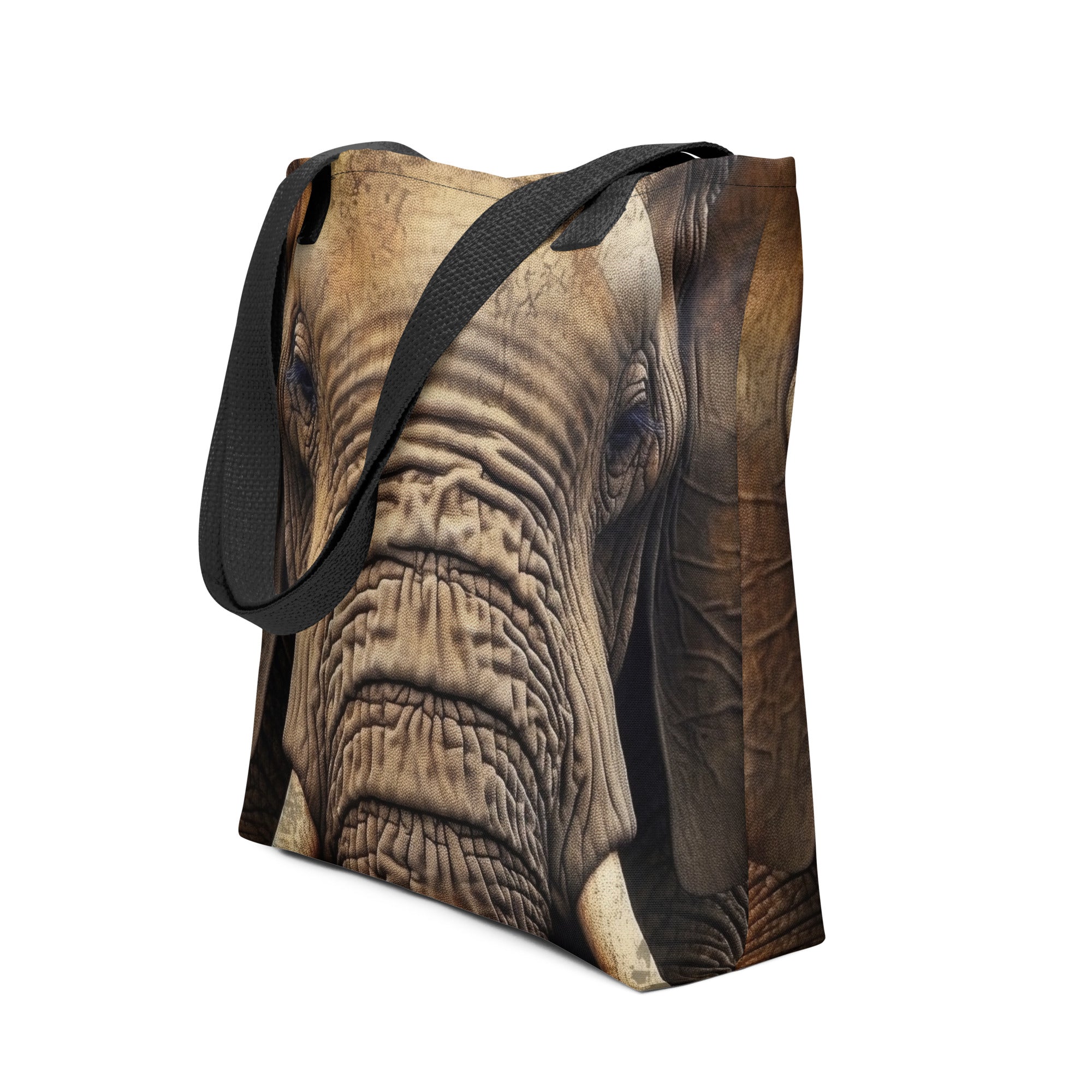 Realistic & Detailed Elephant Tote Bag by Visual Verse - Image 1