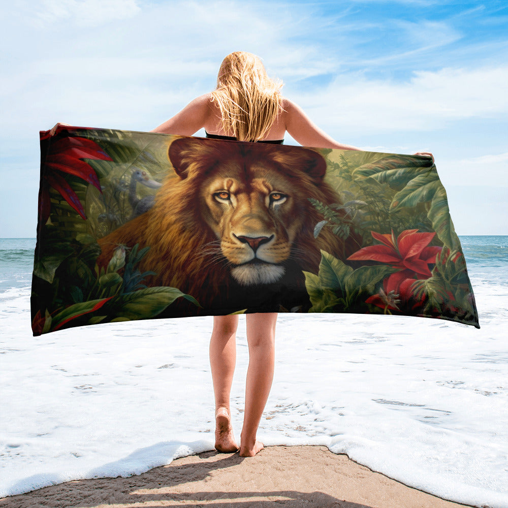 Realistic Lion Print Beach Towel by Visual Verse - Image 2