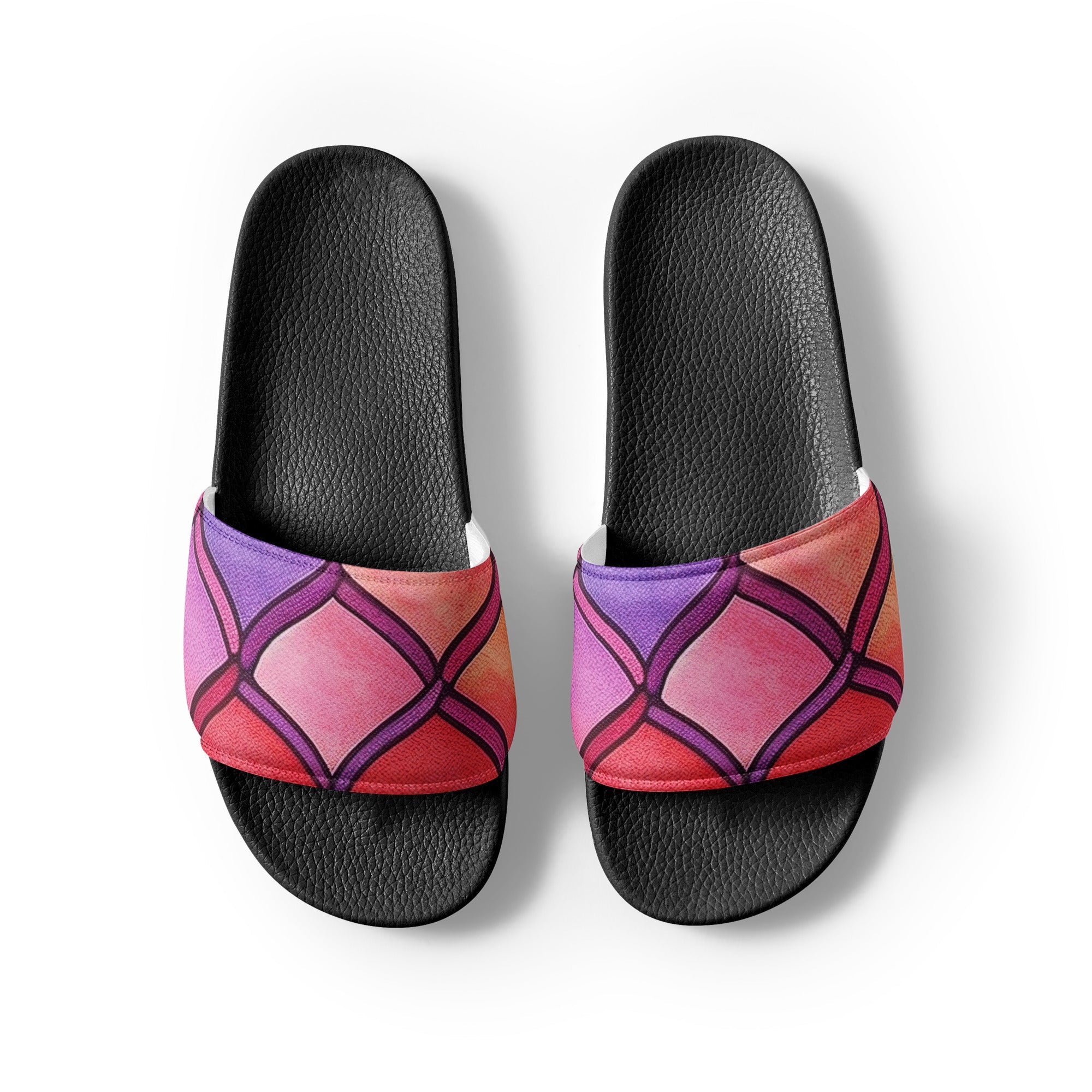 Red Rainbow Fish Scales Men's Slides by Visual Verse - Image 2