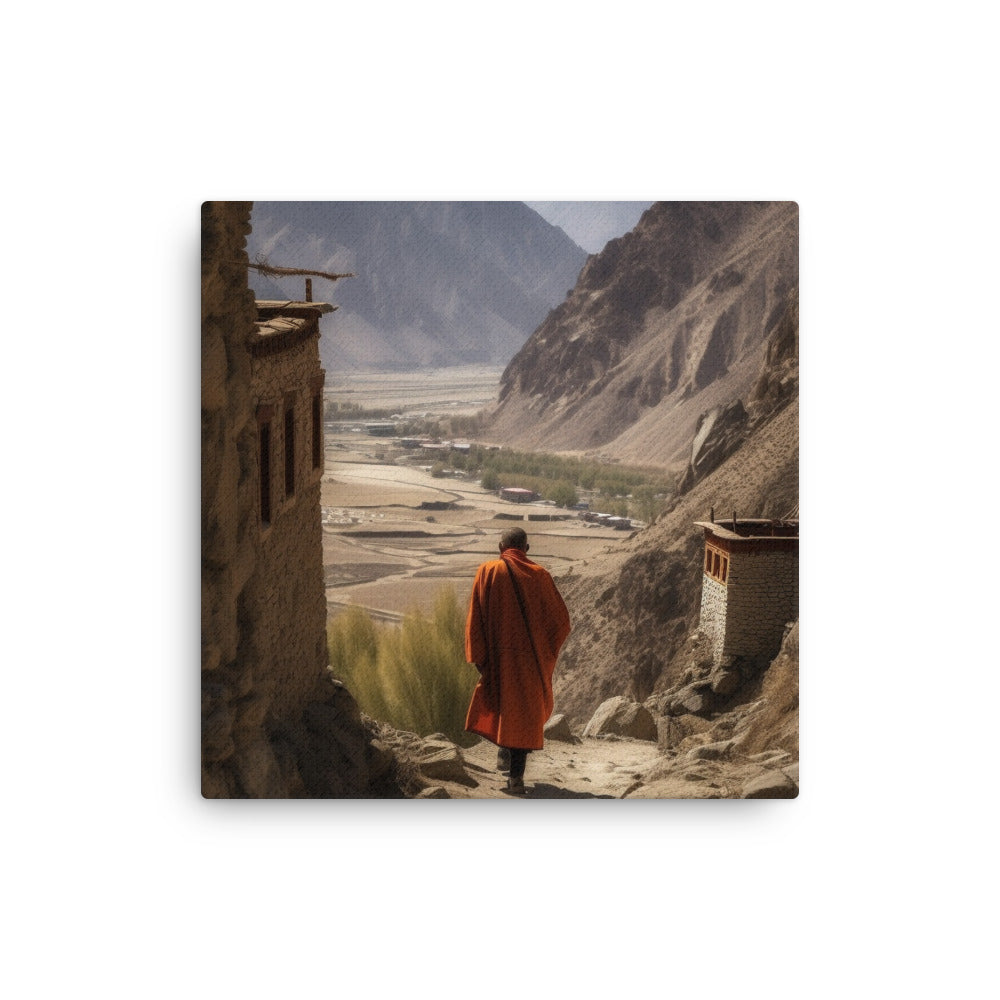 Remote Mountain Monastery Adventure Canvas Art by Visual Verse - Image 1