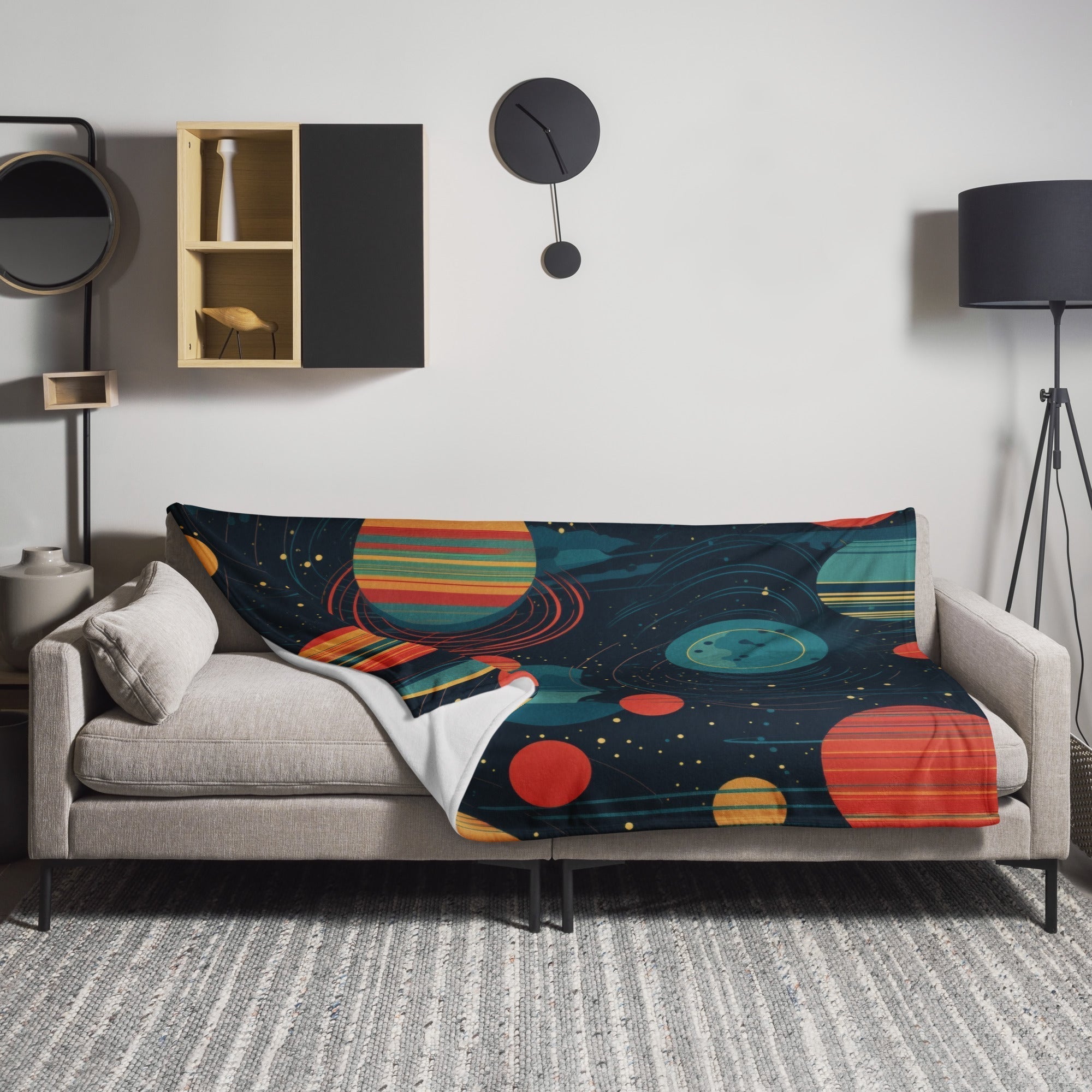 Retro Space Polyester Blanket by Visual Verse - Image 1