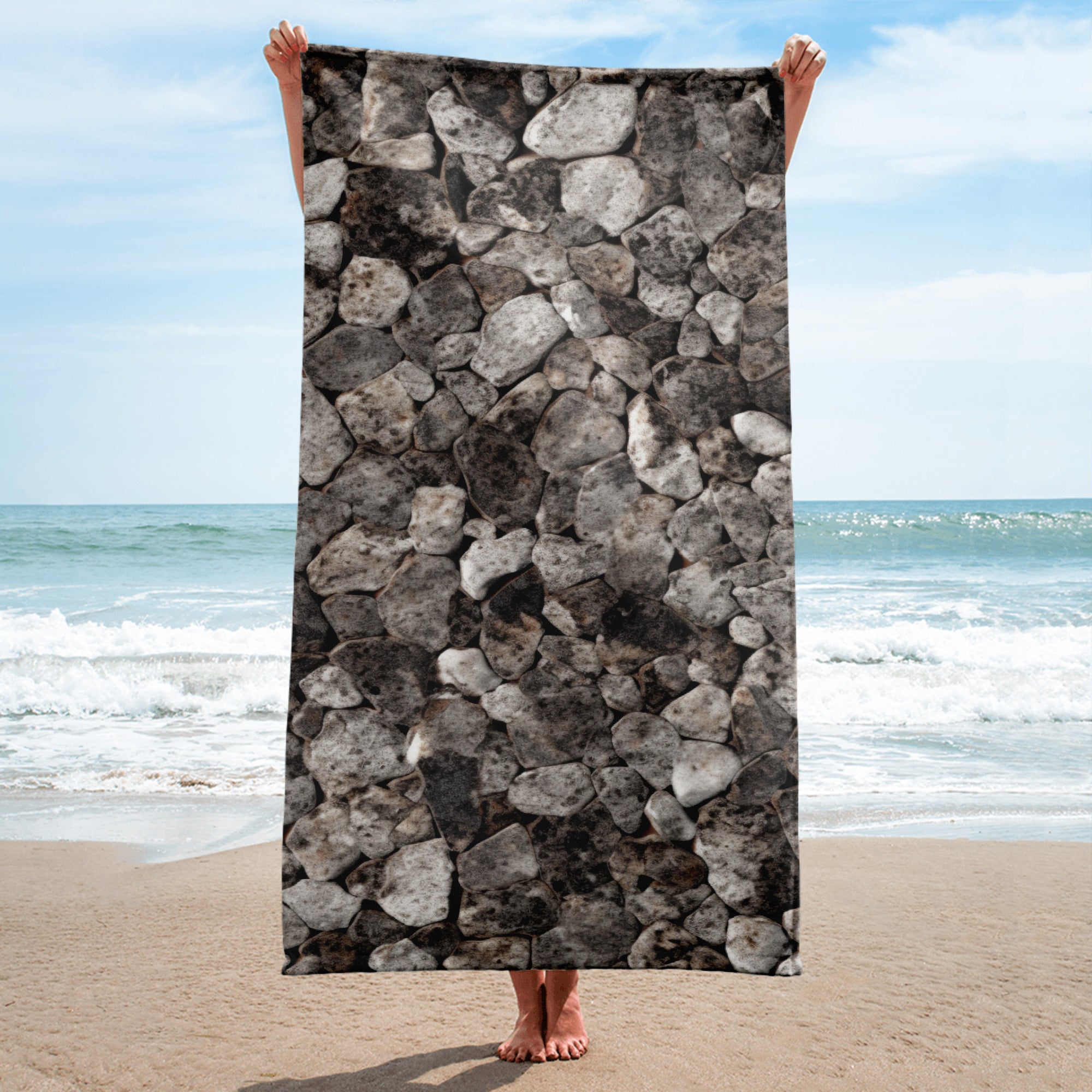 Rocky Granite Beach Towel by Visual Verse - Image 1