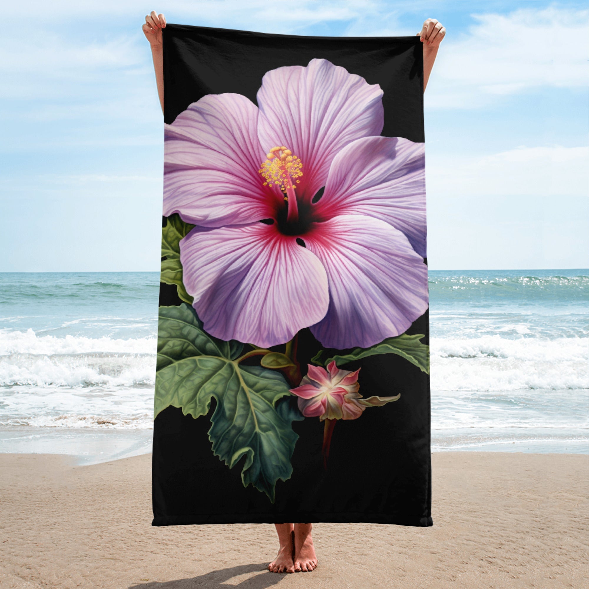 Rose Mallow Flower Beach Towel by Visual Verse - Image 1