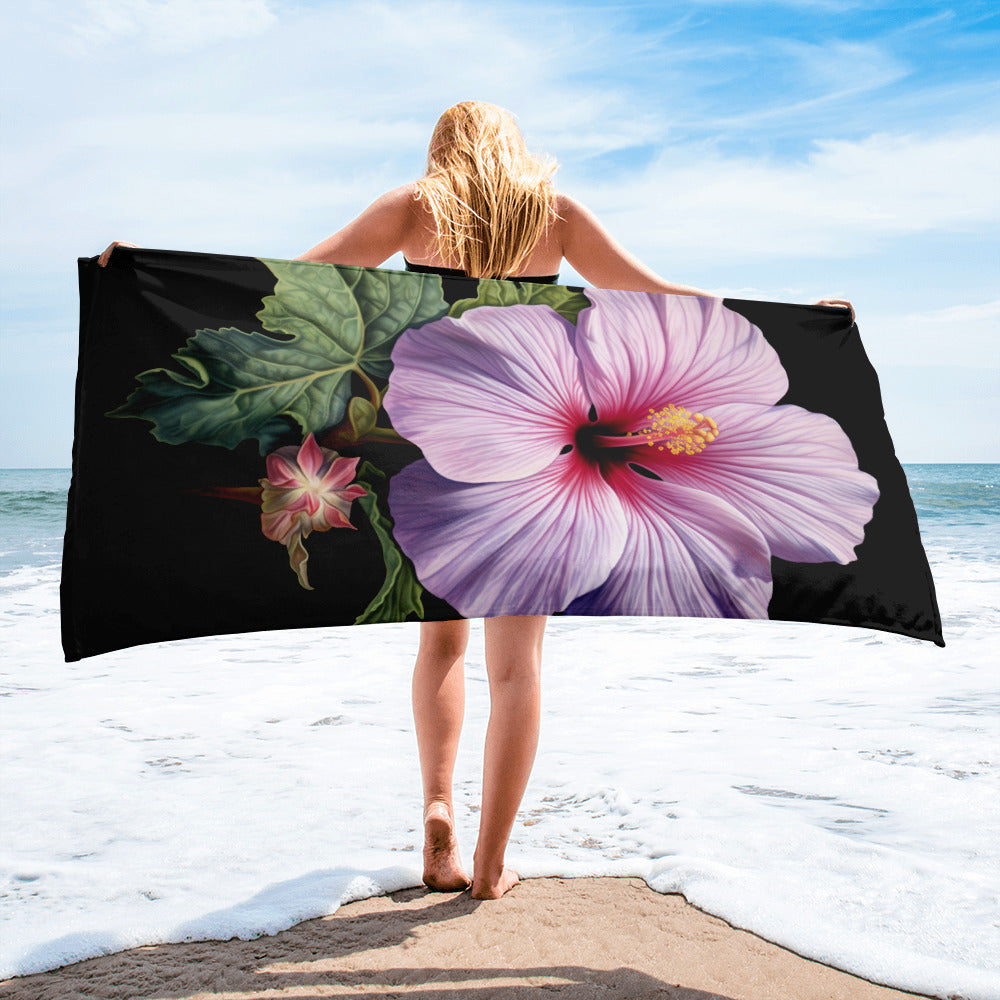 Rose Mallow Flower Beach Towel by Visual Verse - Image 2