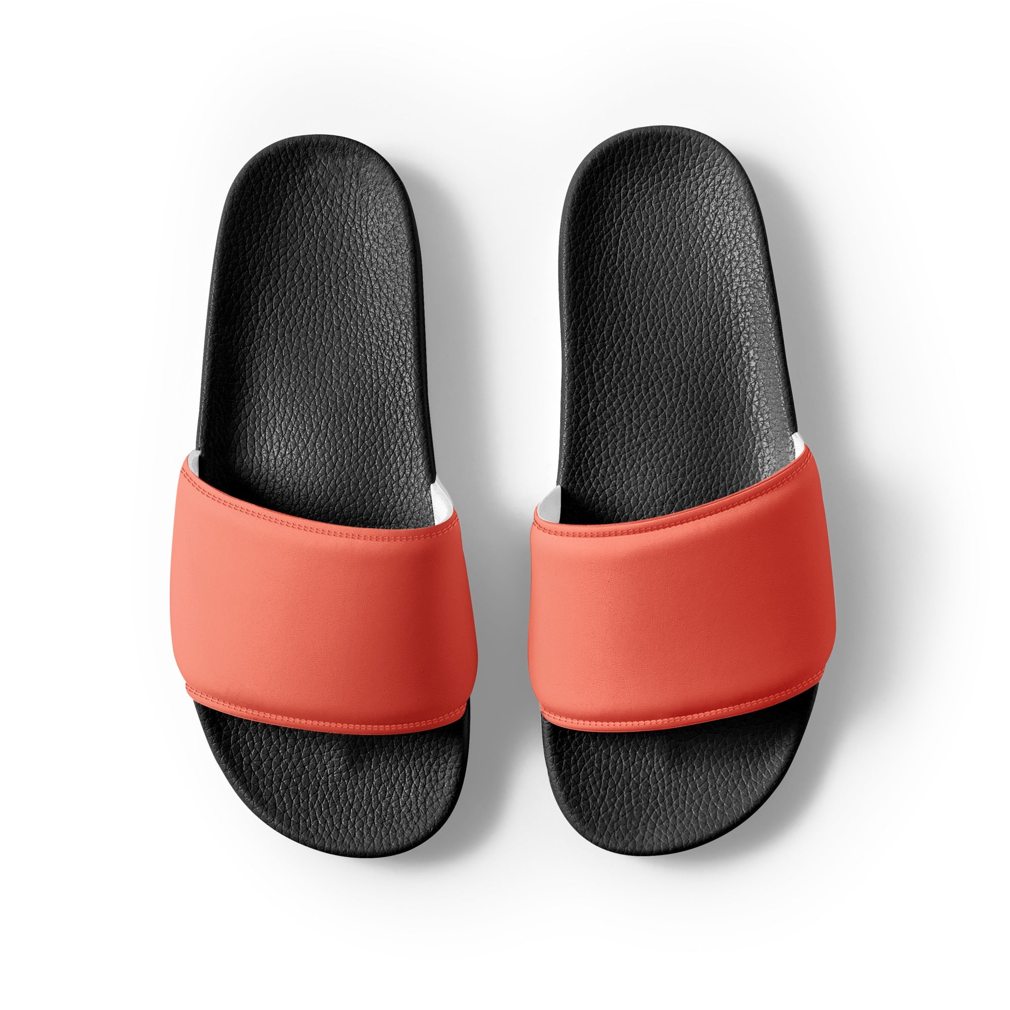 Salmon Orange Color Men's Slides by Visual Verse - Image 2