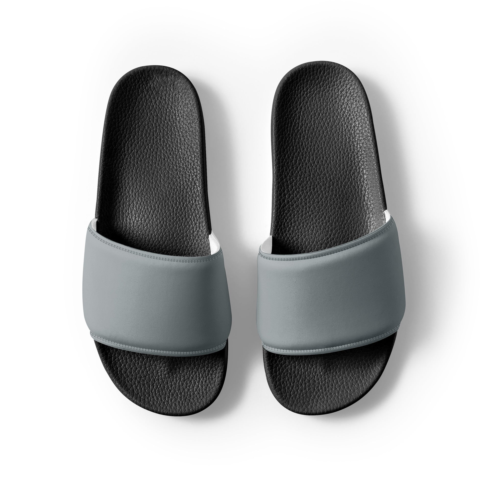 Sea Gray Color Men's Slides by Visual Verse - Image 2