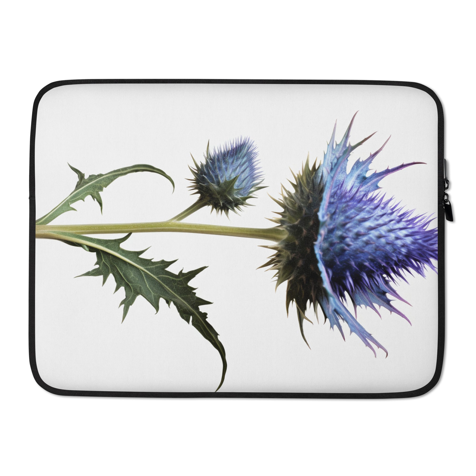 Sea Holly Flower Laptop Sleeve by Visual Verse - Image 1