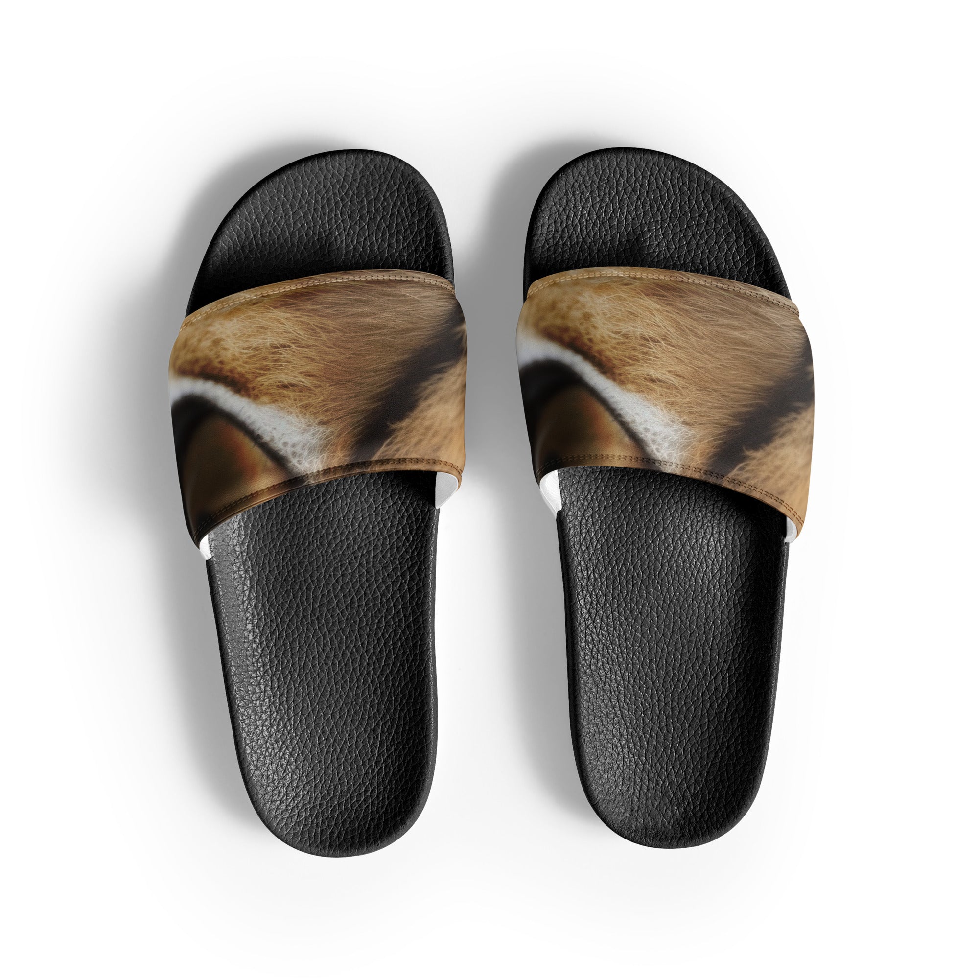 Serval Fur Men's Slides by Visual Verse - Image 1