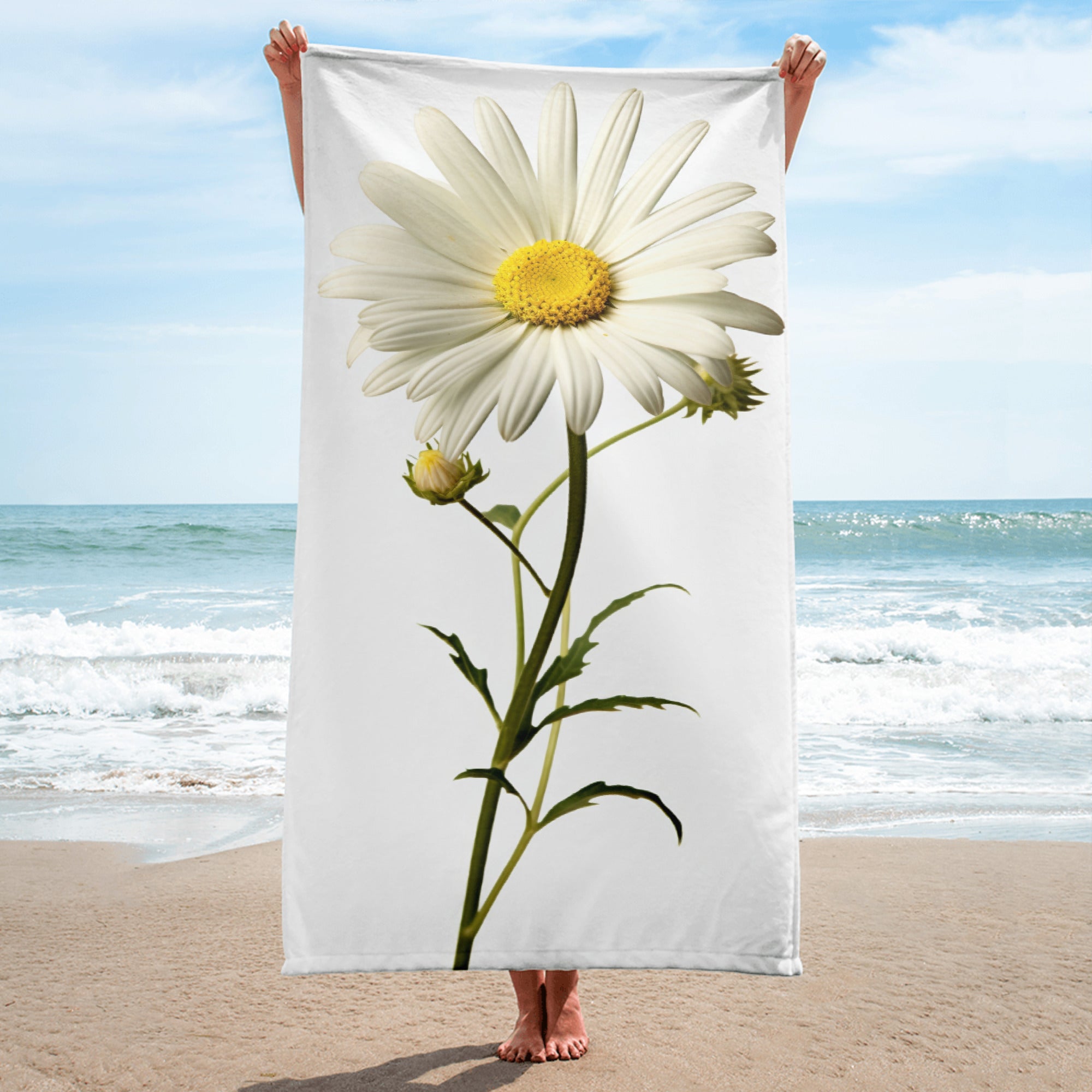 Shasta Daisy Flower Beach Towel by Visual Verse - Image 1