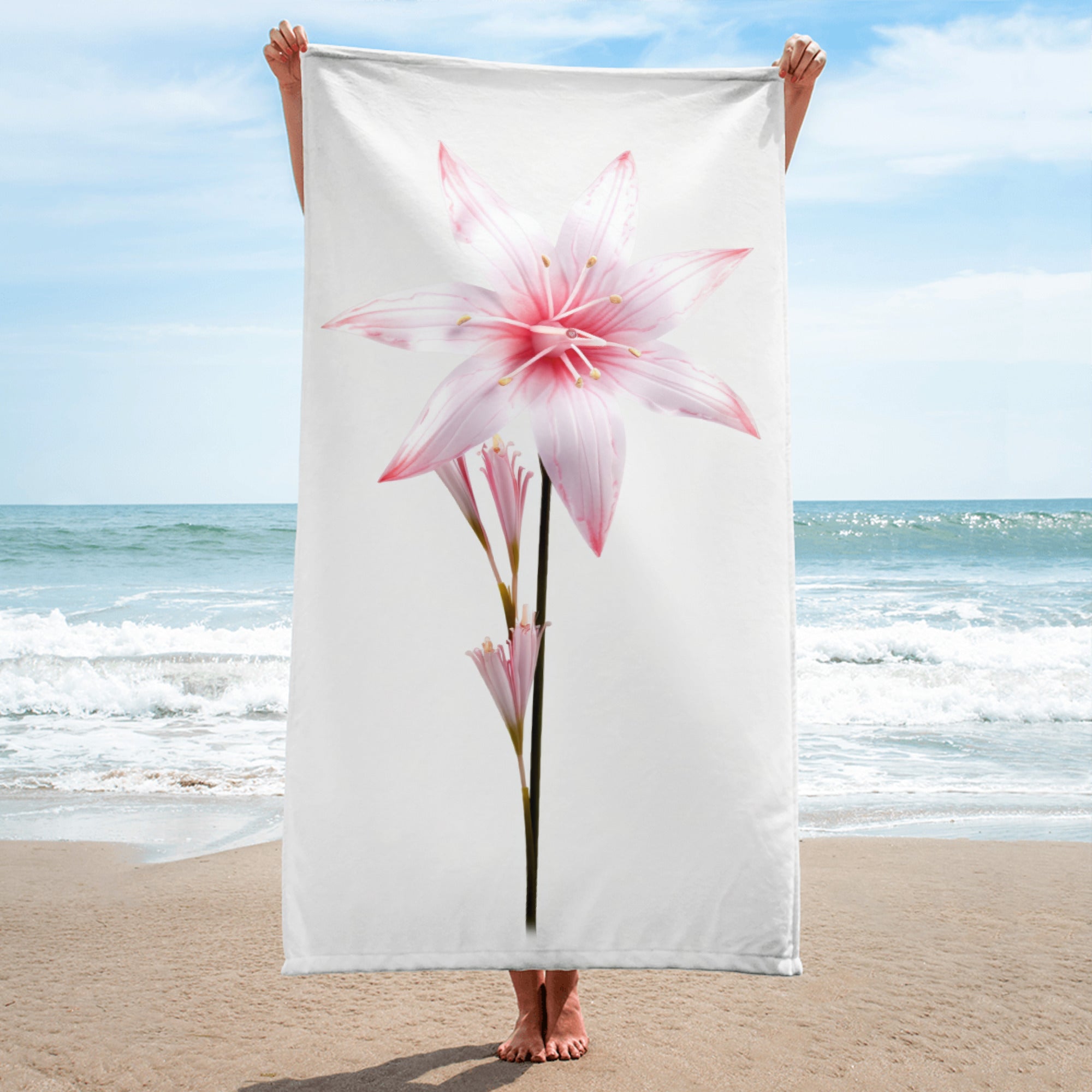 Shooting Star Flower Beach Towel by Visual Verse - Image 1