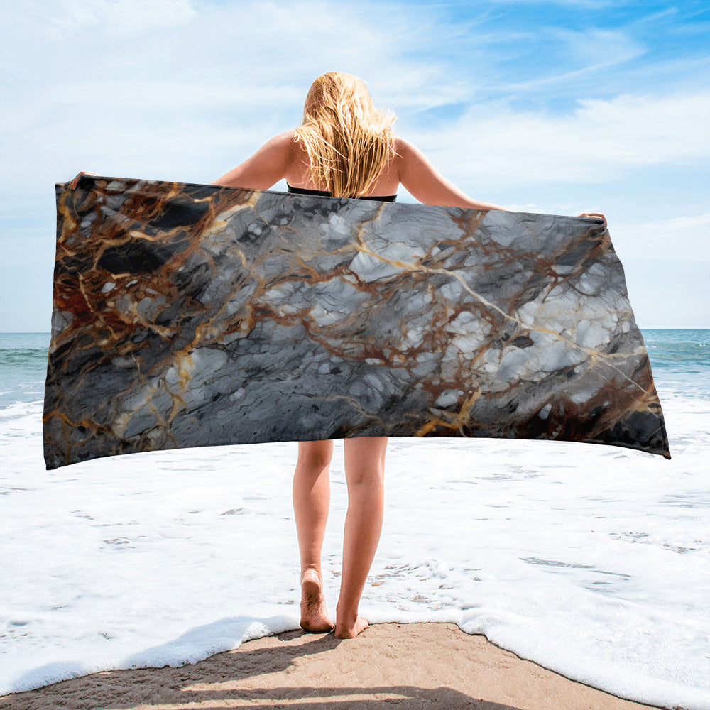 Silver Granite Beach Towel by Visual Verse - Image 2