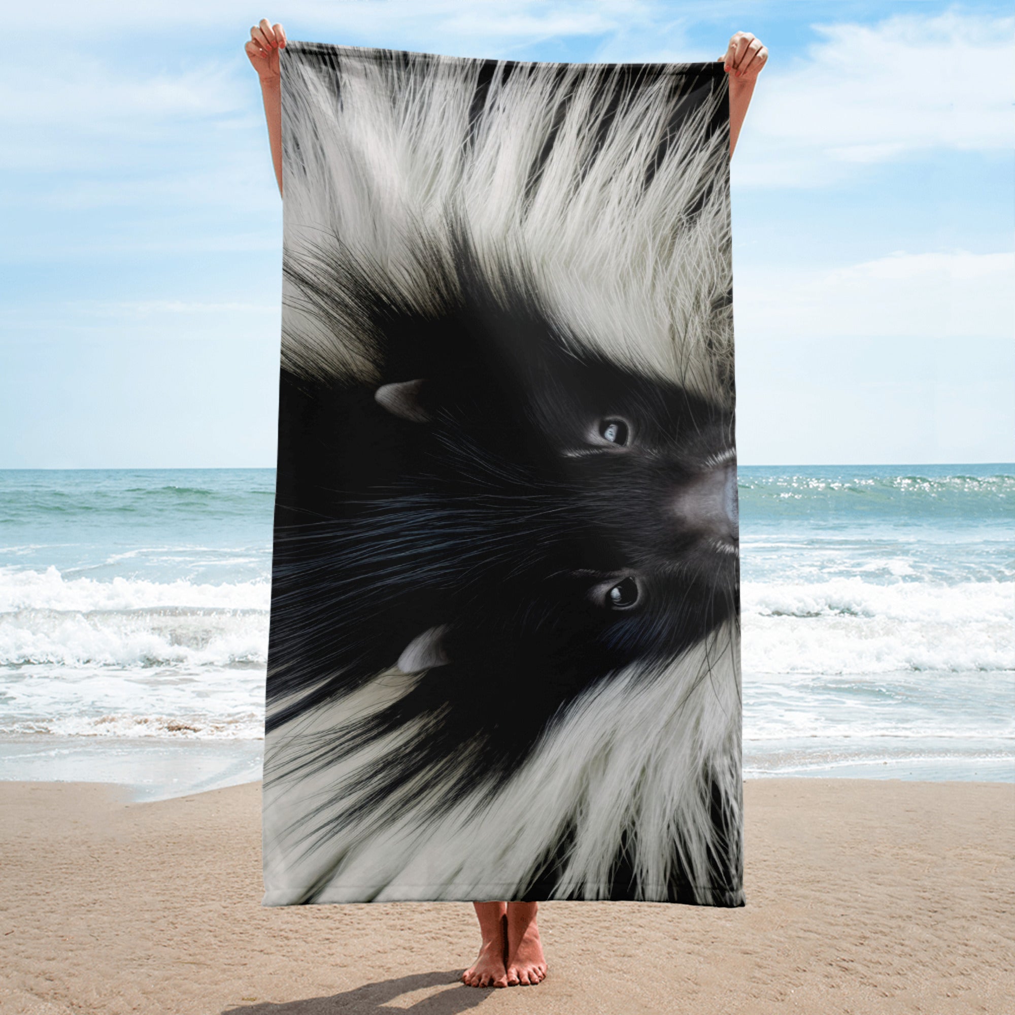 Skunk Fur Beach Towel by Visual Verse - Image 1