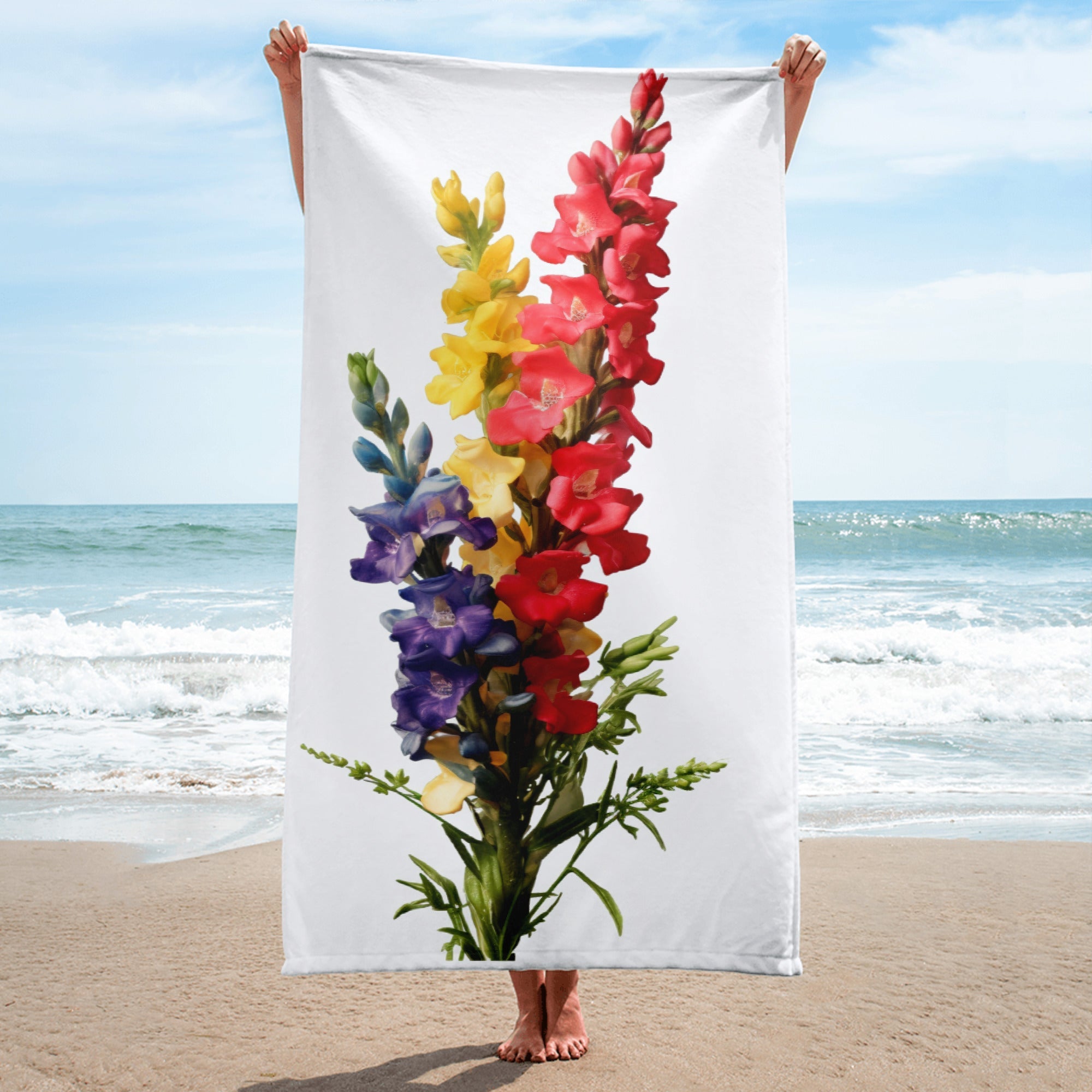 Snapdragon Flower Beach Towel by Visual Verse - Image 1