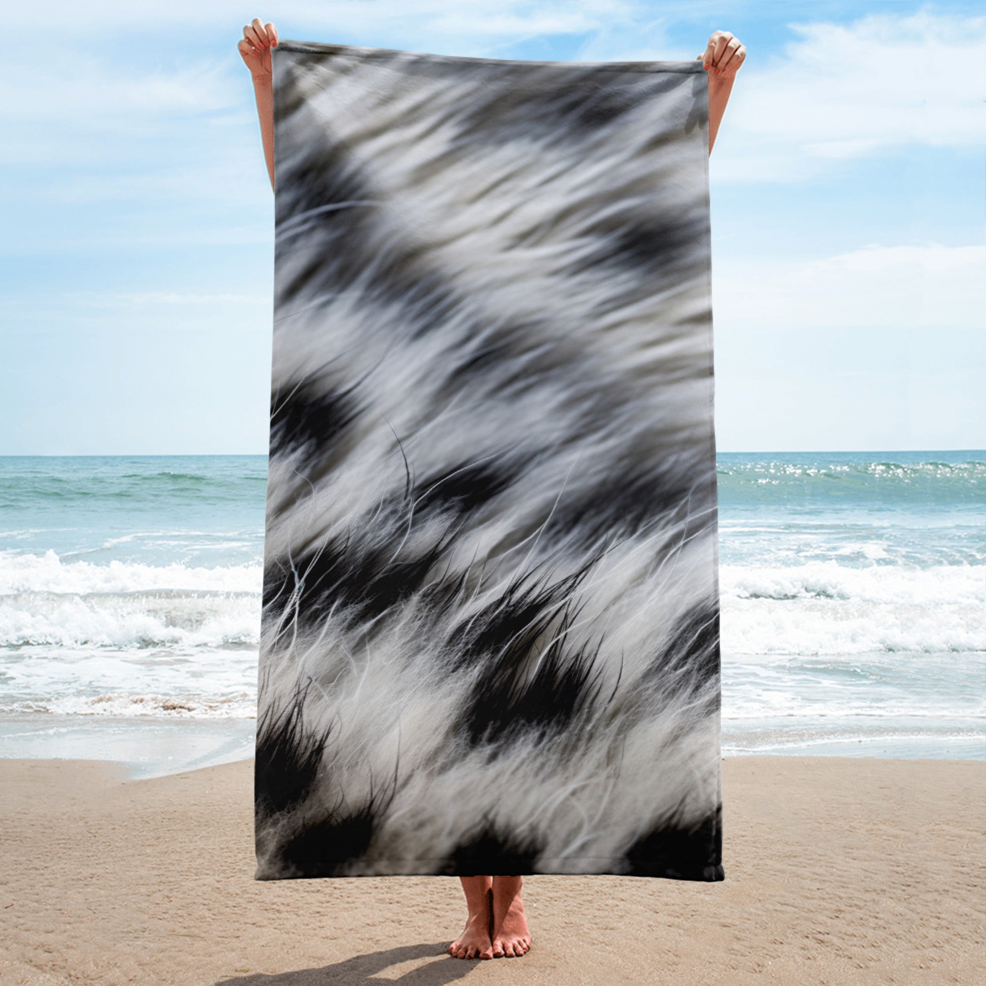 Snow Leopard Fur Beach Towel by Visual Verse - Image 1