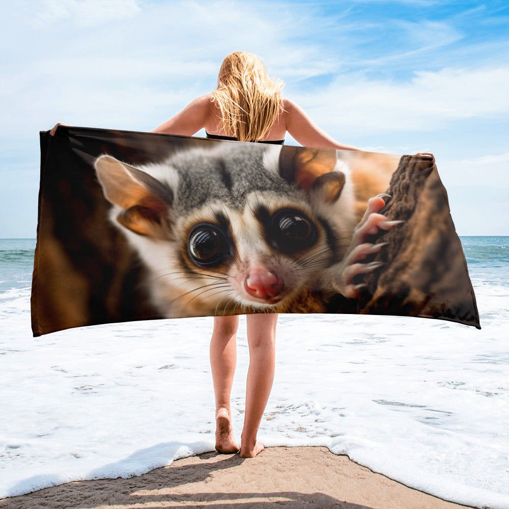 Soft & Vibrant Sugar Glider Beach Towel by Visual Verse - Image 2