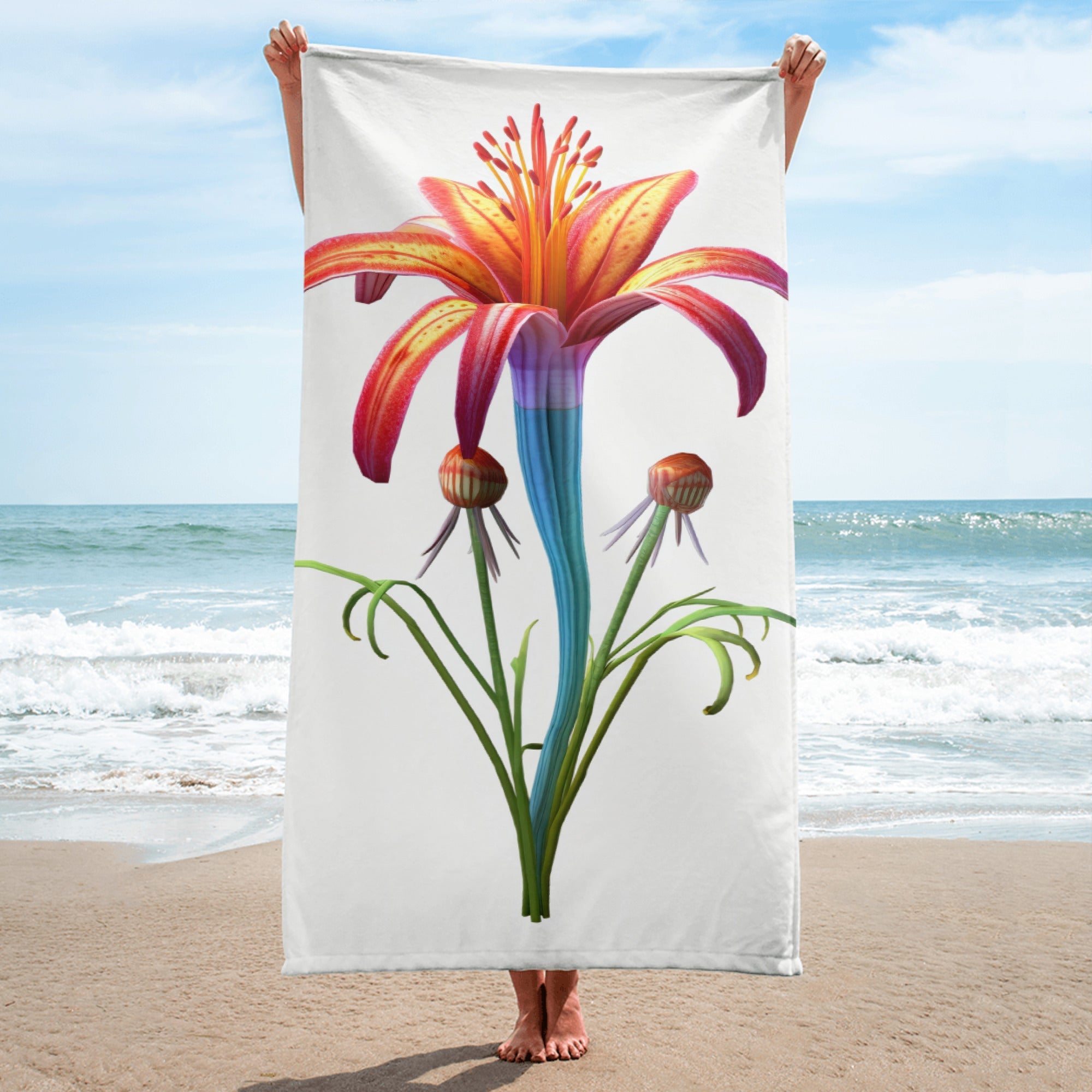 Spider Flower Beach Towel by Visual Verse - Image 1