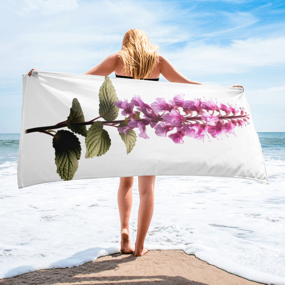 Spotted Deadnettle Flower Beach Towel by Visual Verse - Image 2