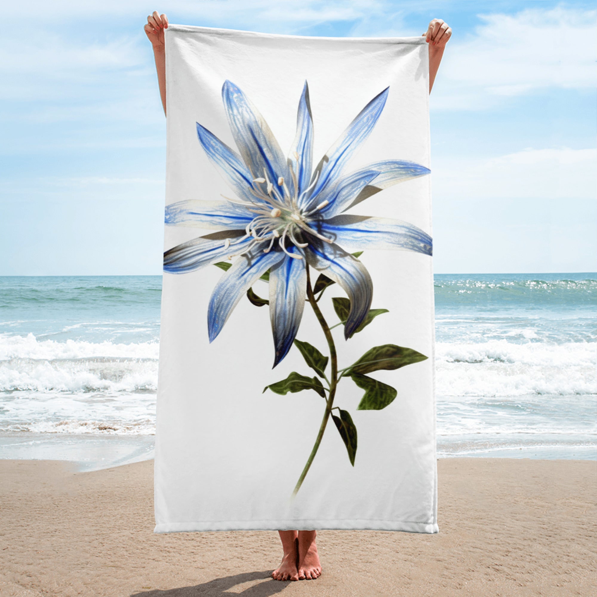 Starflower Flower Beach Towel by Visual Verse - Image 1