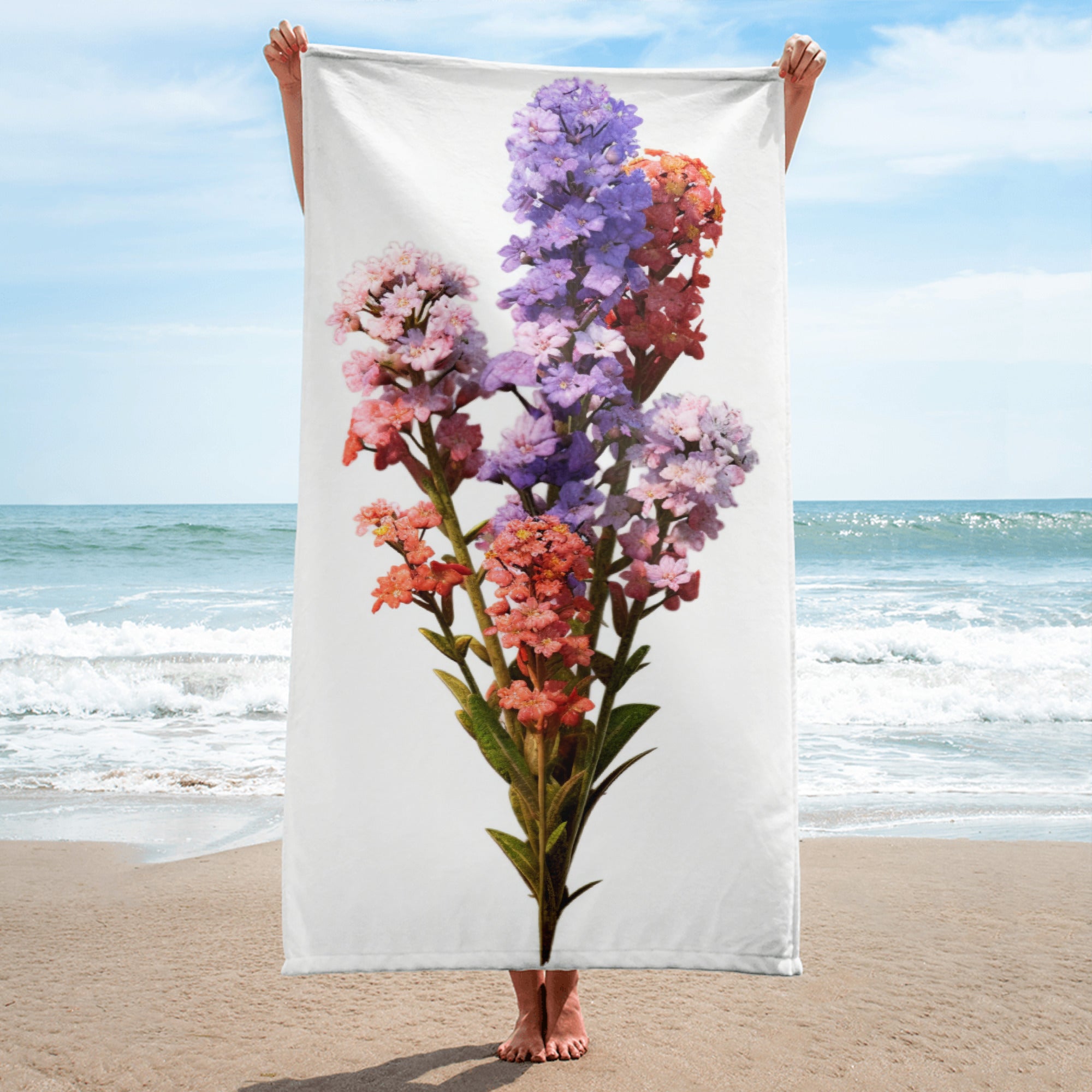 Statice Flower Beach Towel by Visual Verse - Image 1