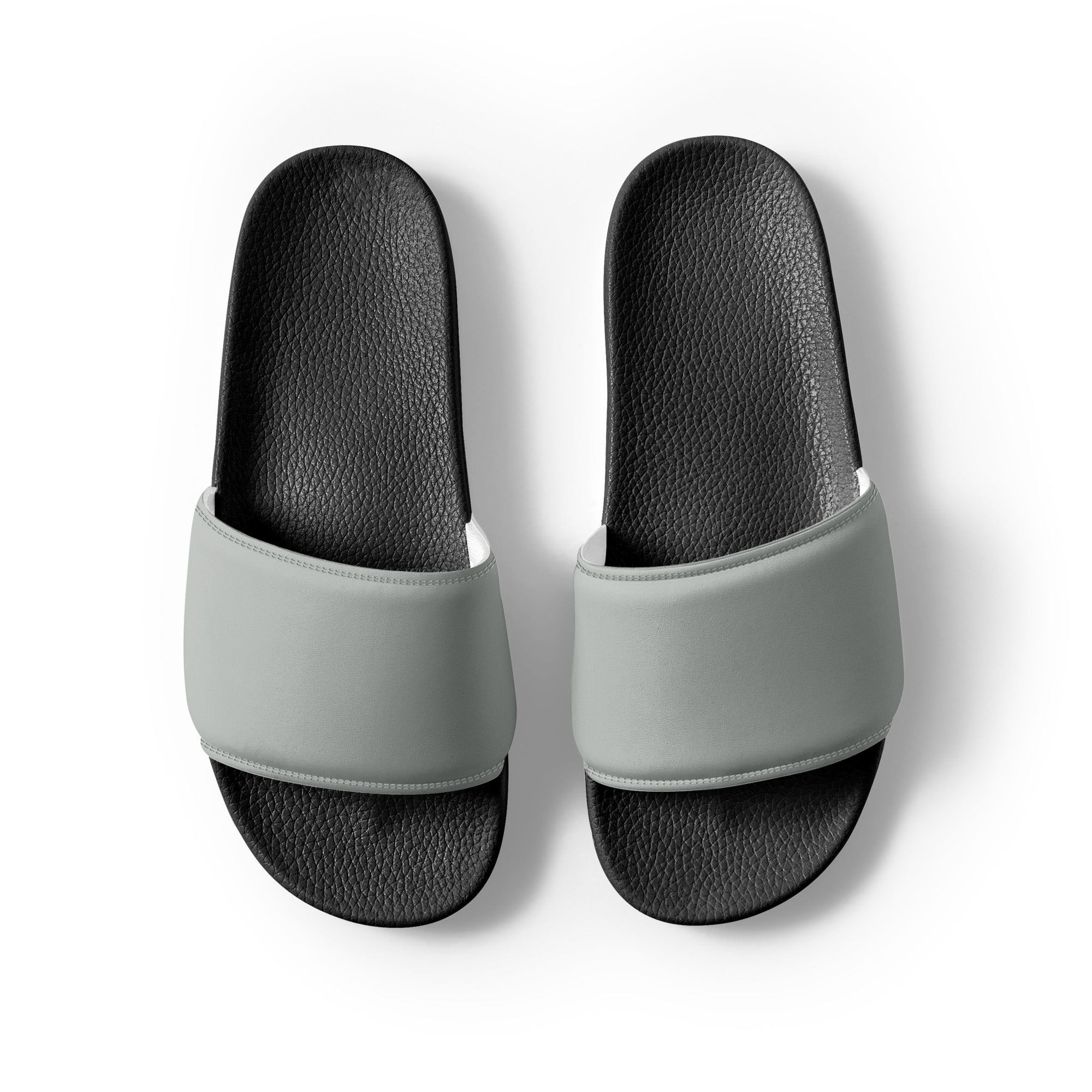 Storm Gray Color Men's Slides by Visual Verse - Image 2