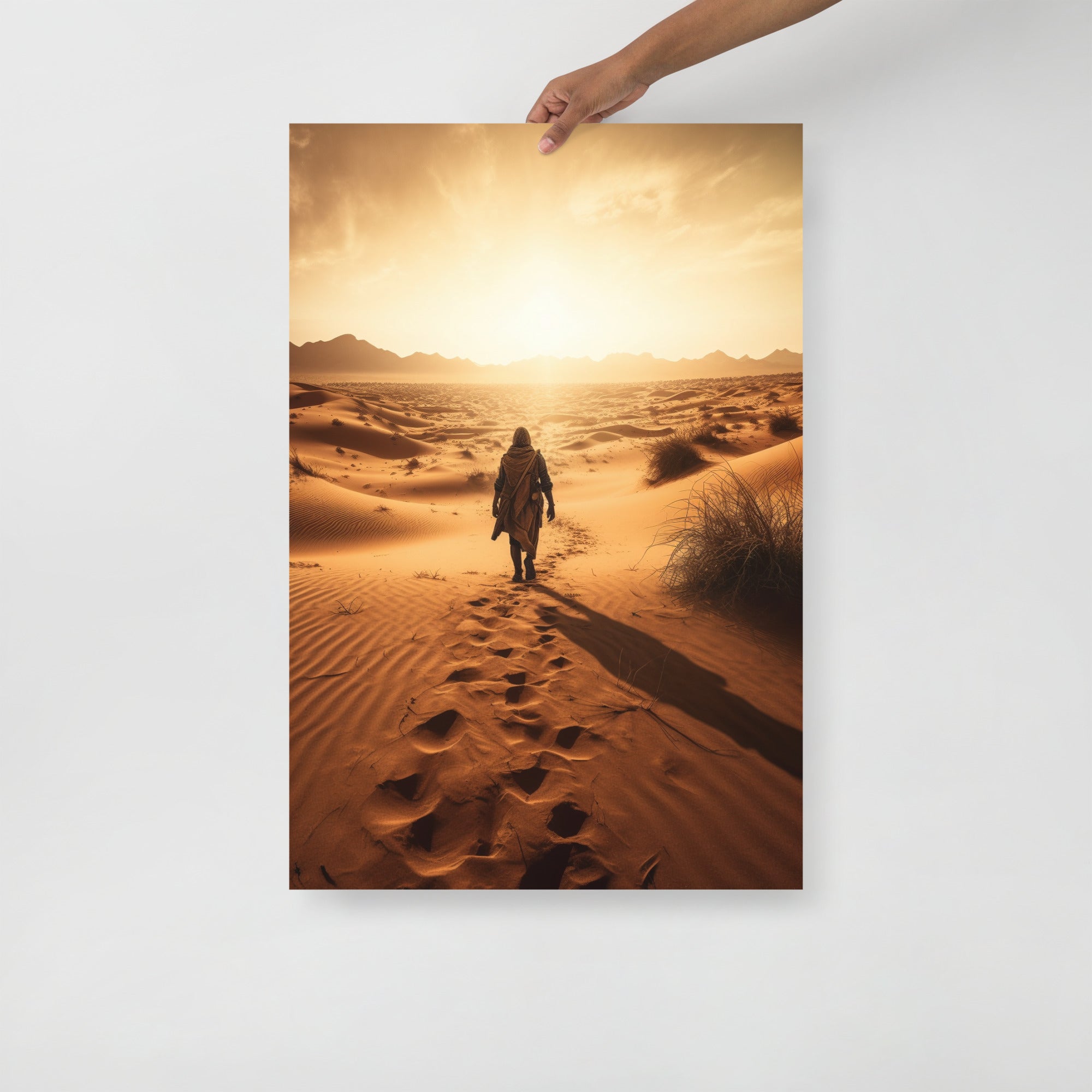 Stunning Barren Sun Trekking Landscape Art Poster by Visual Verse - Image 1