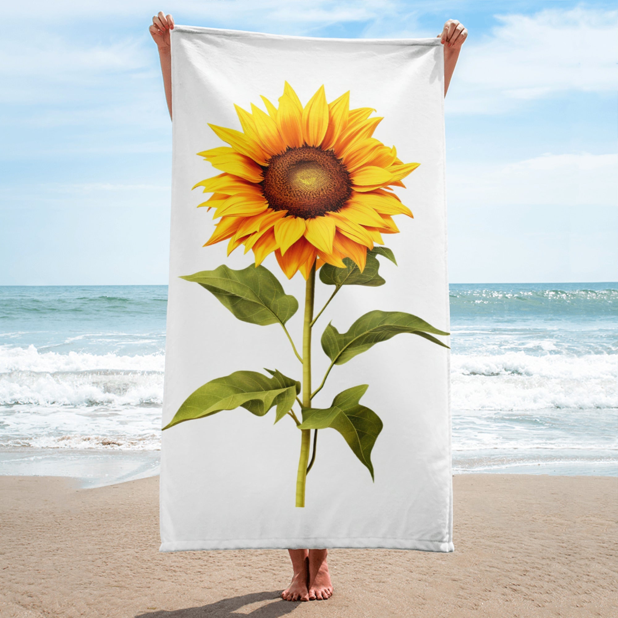 Sunflower Flower Beach Towel by Visual Verse - Image 1