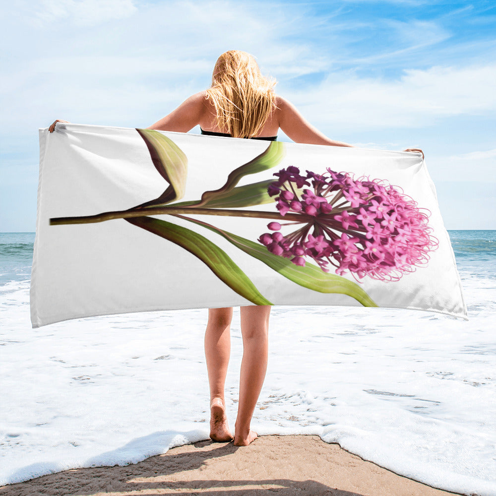 Swamp Milkweed Flower Beach Towel by Visual Verse - Image 2