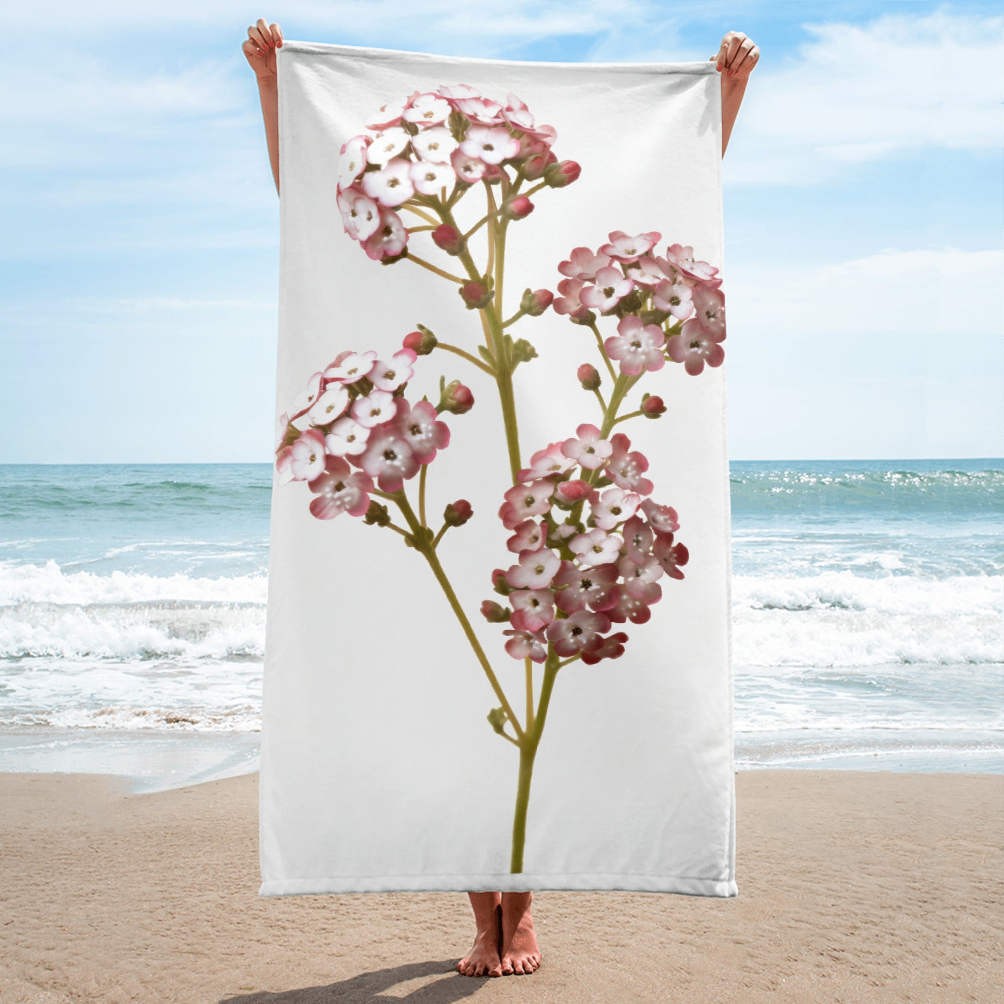 Sweet Alyssum Flower Beach Towel by Visual Verse - Image 1