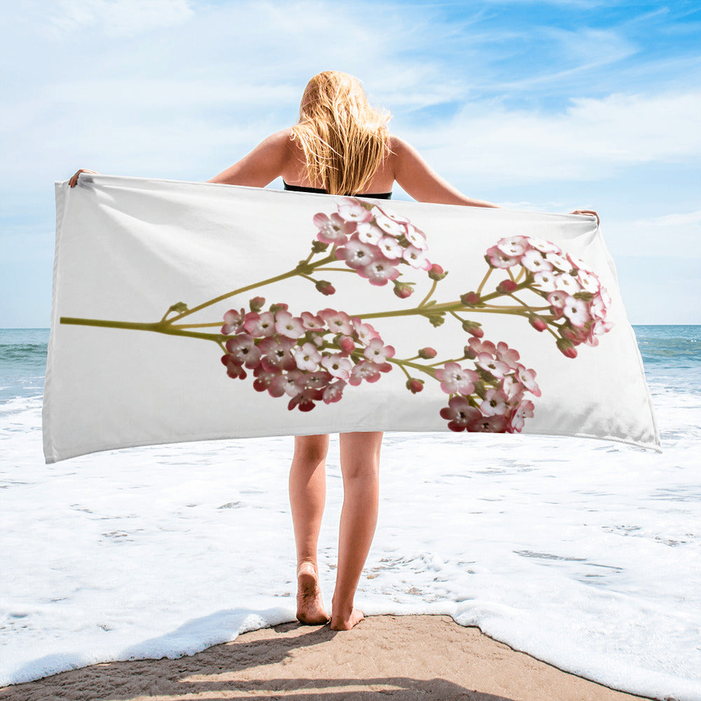 Sweet Alyssum Flower Beach Towel by Visual Verse - Image 2