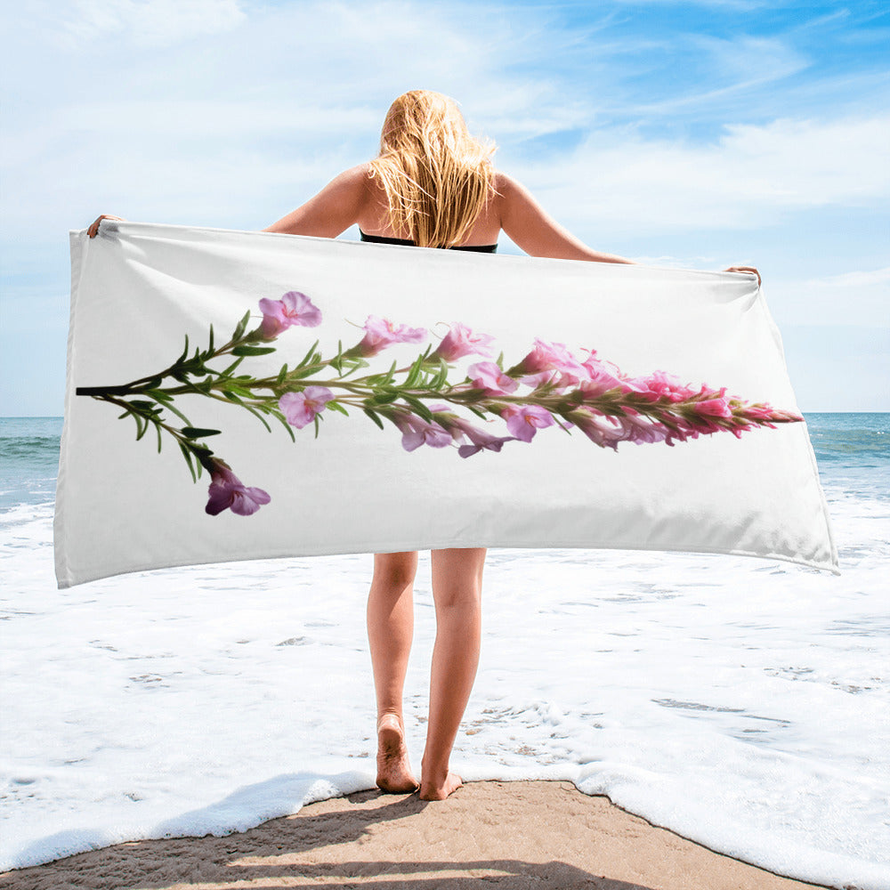 Sweet Rocket Flower Beach Towel by Visual Verse - Image 2