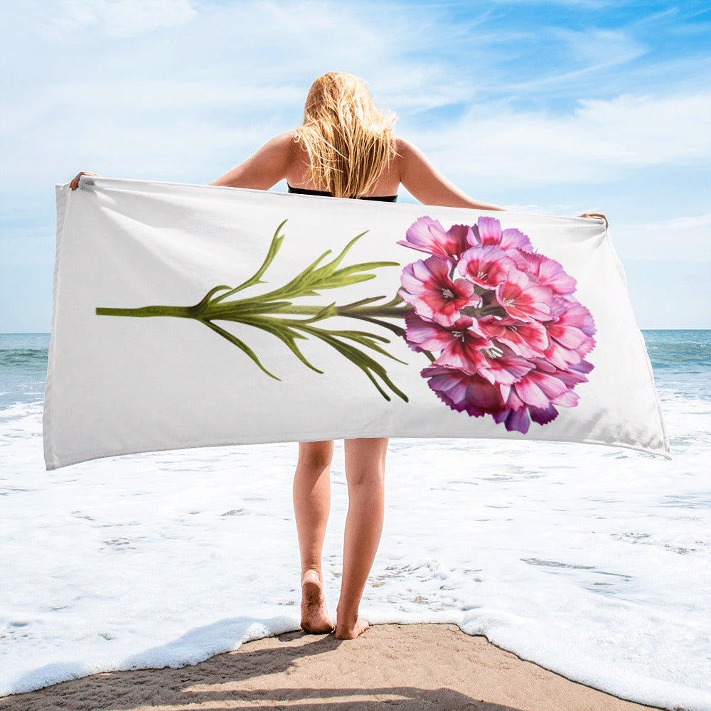 Sweet William Flower Beach Towel by Visual Verse - Image 2