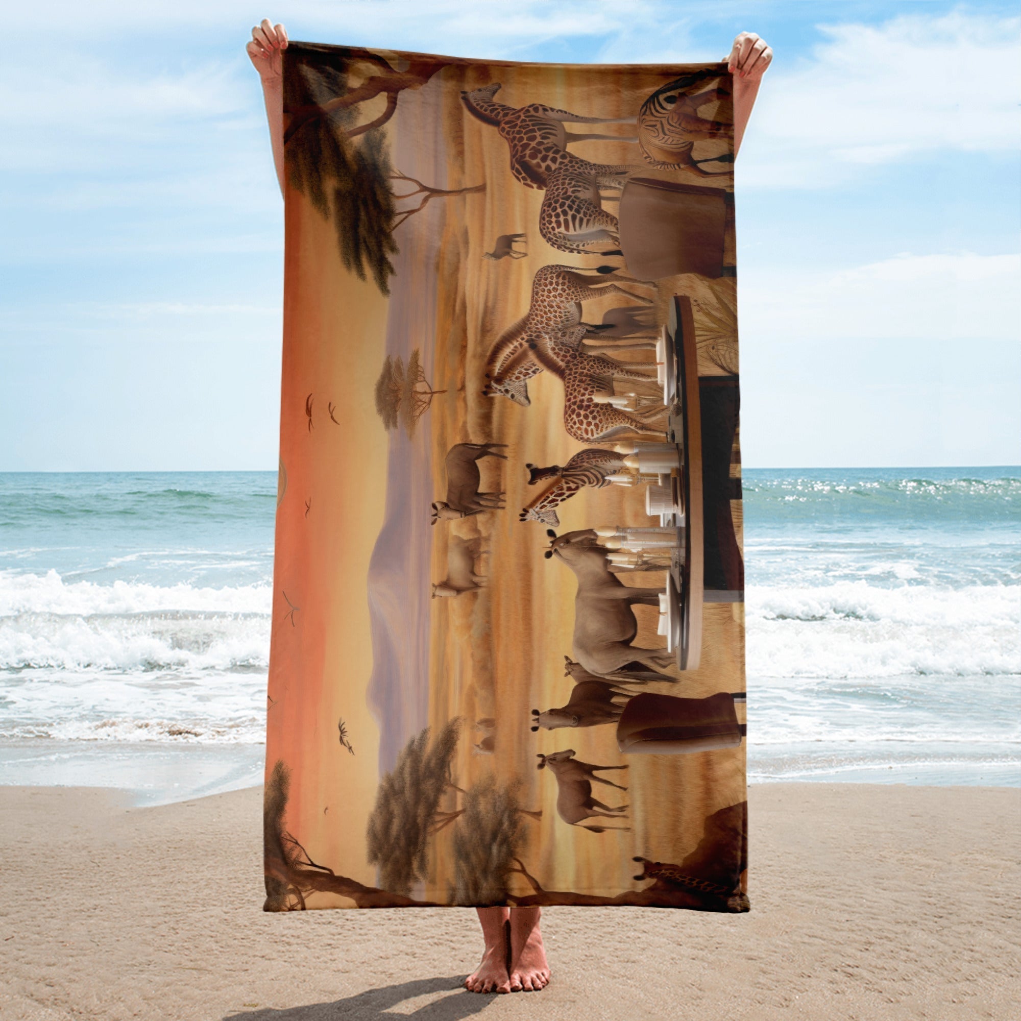 Table at Masai Mara National Reserve Kenya Beach Towel by Visual Verse - Image 2