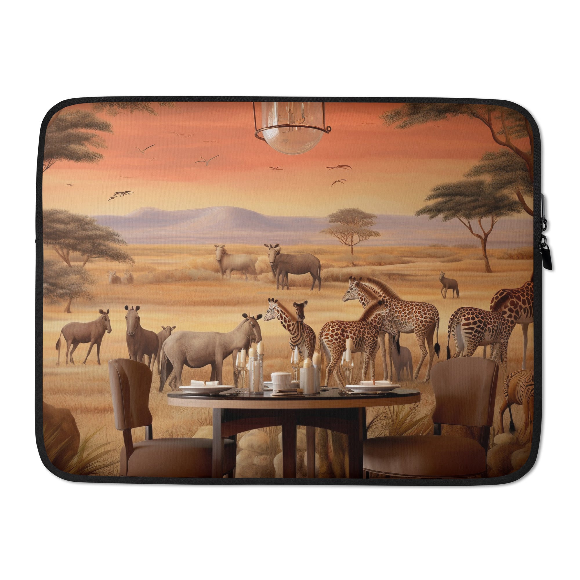 Table at Masai Mara National Reserve Kenya Laptop Sleeve by Visual Verse - Image 1