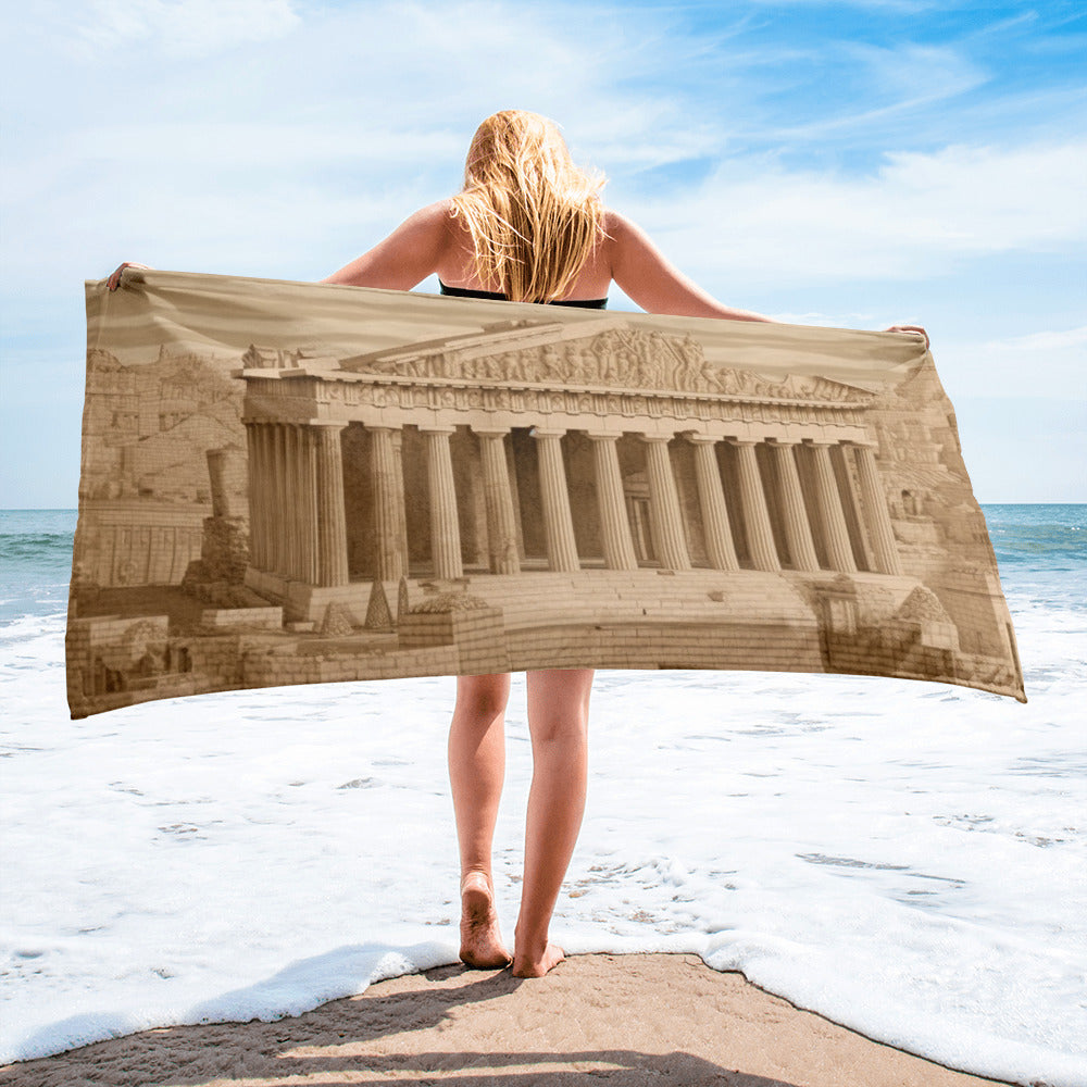 The Acropolis Greece Beach Towel by Visual Verse - Image 1