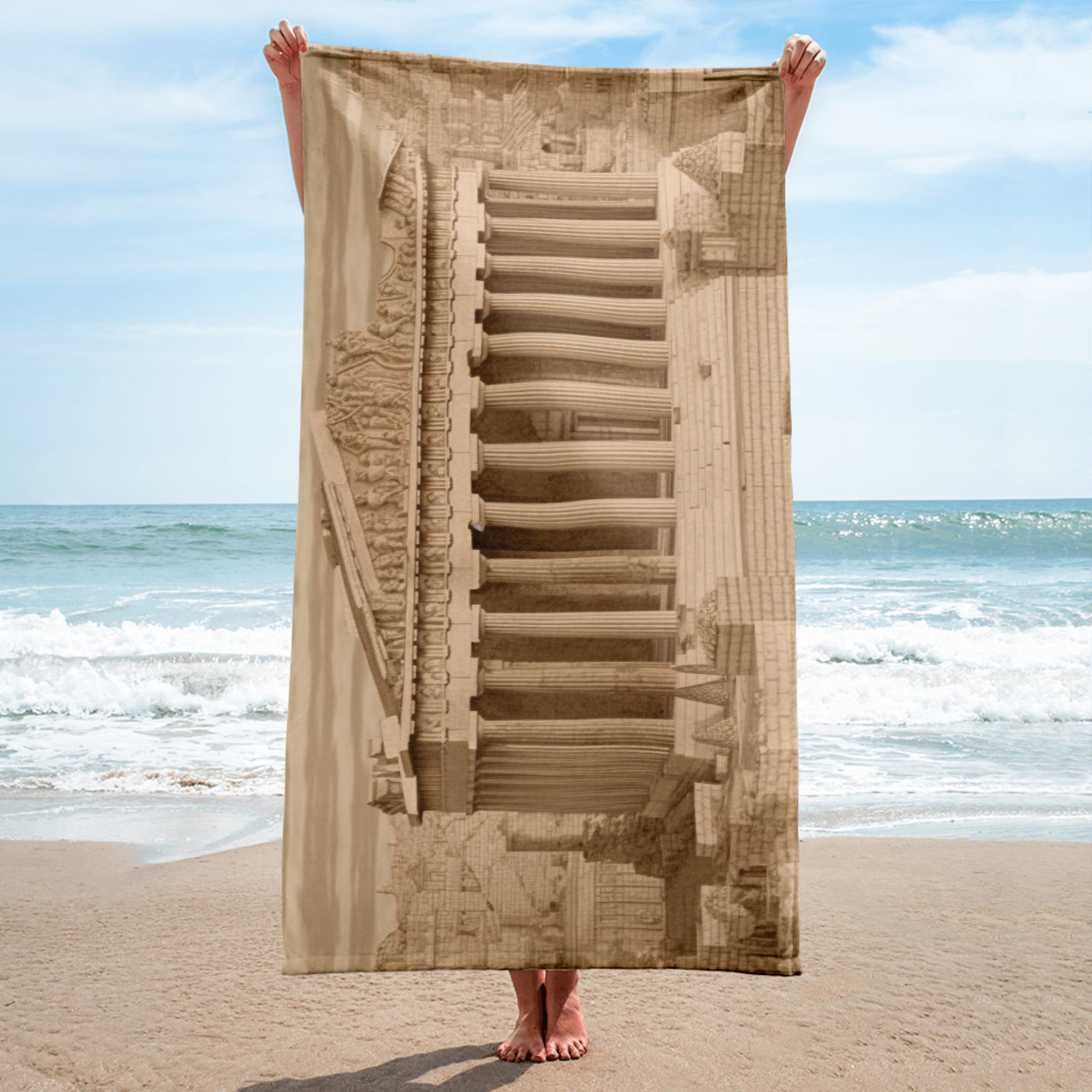 The Acropolis Greece Beach Towel by Visual Verse - Image 2