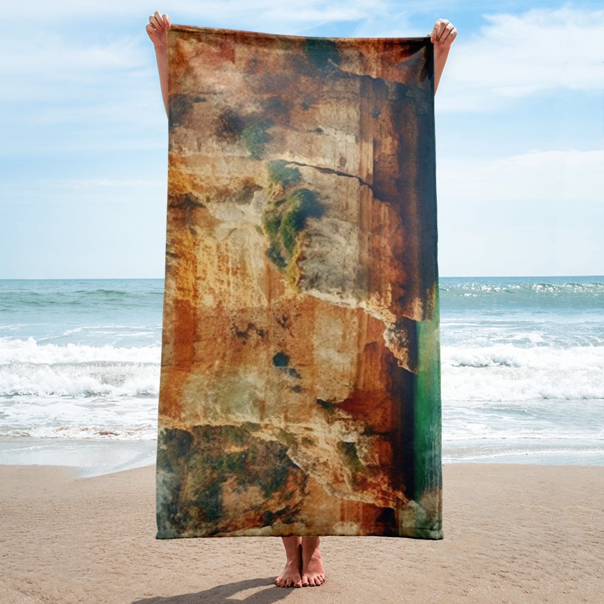 The Algarve Cliffs Portugal Beach Towel by Visual Verse - Image 2