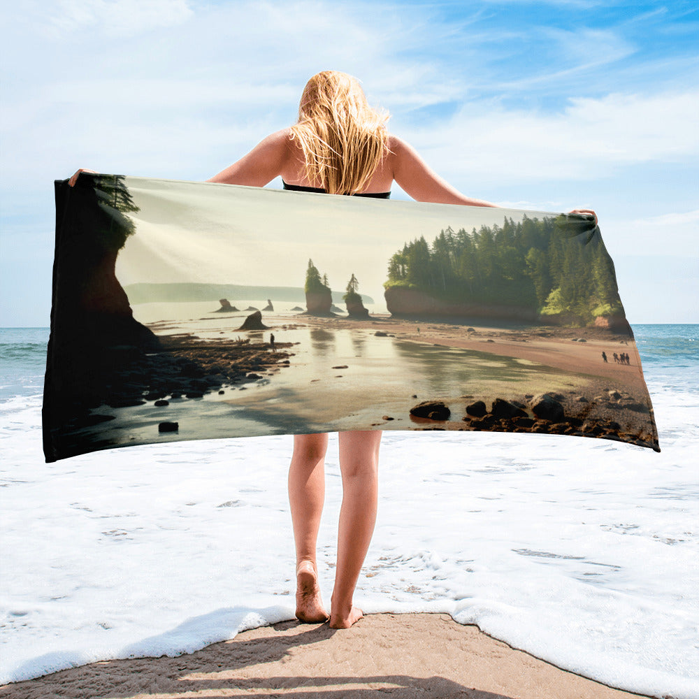 The Bay of Fundy Canada Beach Towel by Visual Verse - Image 1