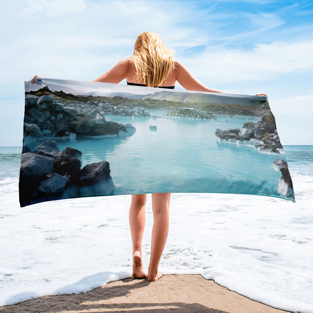 The Blue Lagoon Iceland Beach Towel by Visual Verse - Image 1