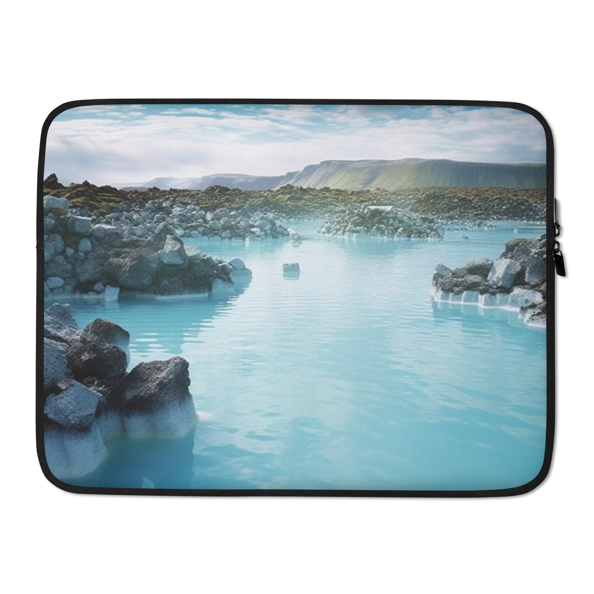 The Blue Lagoon Iceland Laptop Sleeve by Visual Verse - Image 1