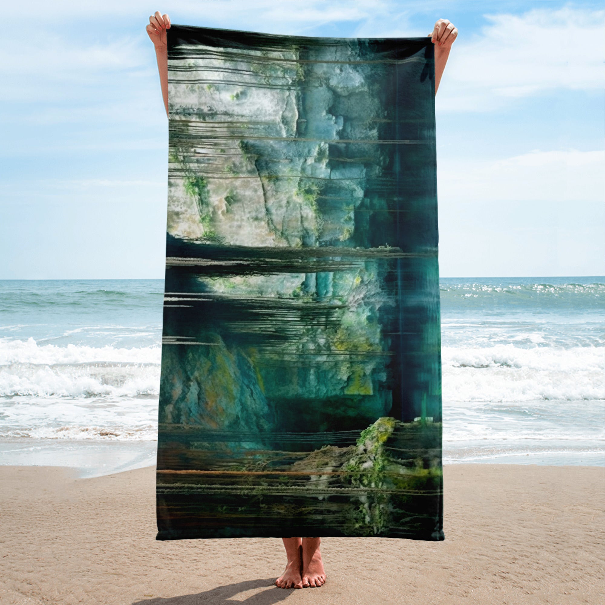 The Cenote Ik Kil Mexico Beach Towel by Visual Verse - Image 2