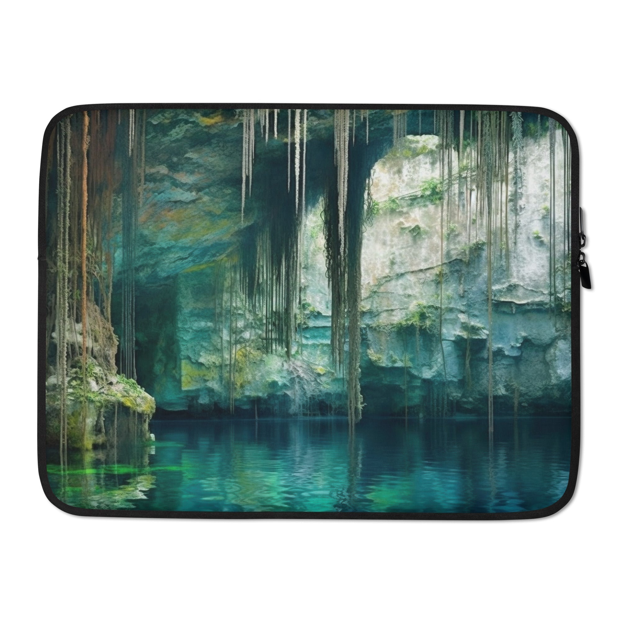 The Cenote Ik Kil Mexico Laptop Sleeve by Visual Verse - Image 1