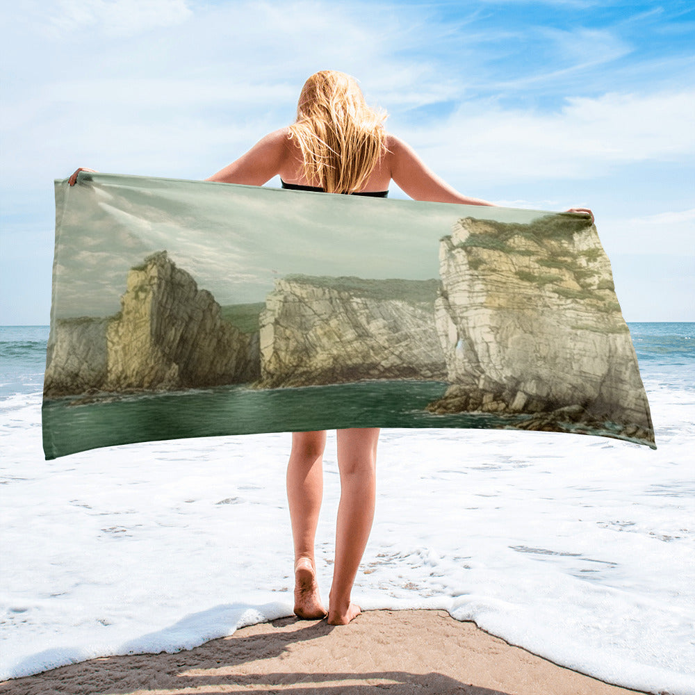 The Cliffs of Dover England Beach Towel by Visual Verse - Image 1