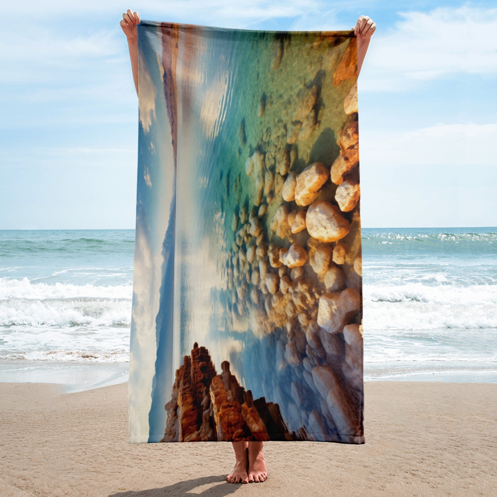 The Dead Sea Israel Jordan Beach Towel by Visual Verse - Image 2