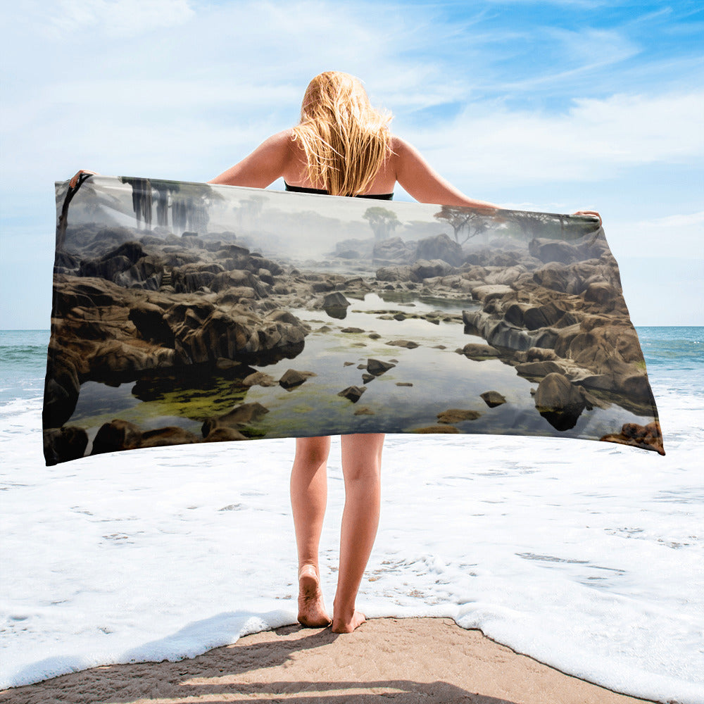 The Devils Pool Zambia Zimbabwe Beach Towel by Visual Verse - Image 1