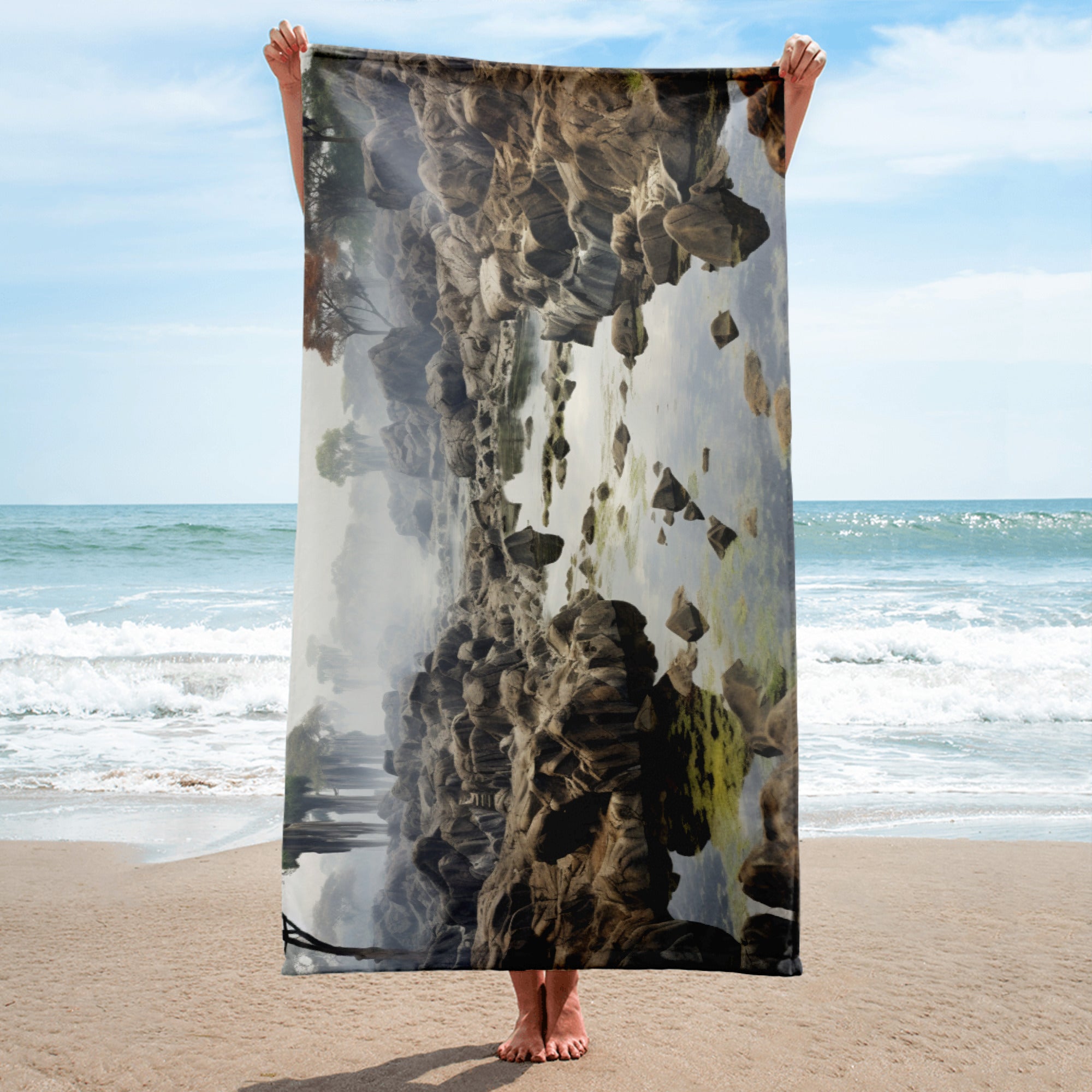 The Devils Pool Zambia Zimbabwe Beach Towel by Visual Verse - Image 2