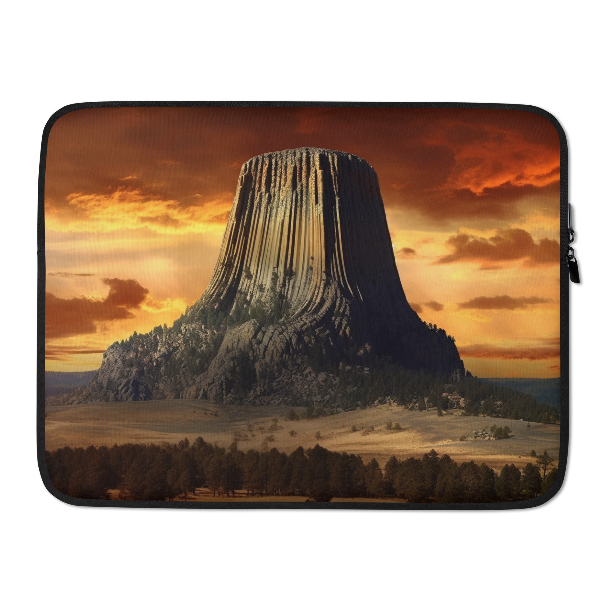 The Devils Tower National Monument USA Laptop Sleeve by Visual Verse - Image 1