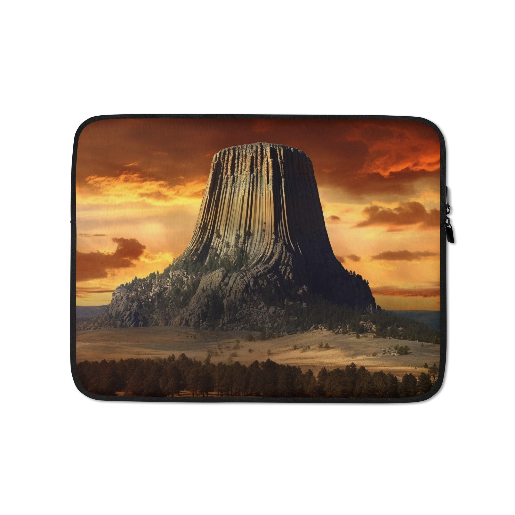 The Devils Tower National Monument USA Laptop Sleeve by Visual Verse - Image 2