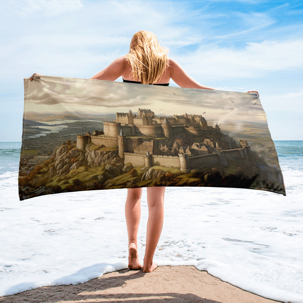 The Edinburgh Castle Scotland Beach Towel by Visual Verse - Image 1